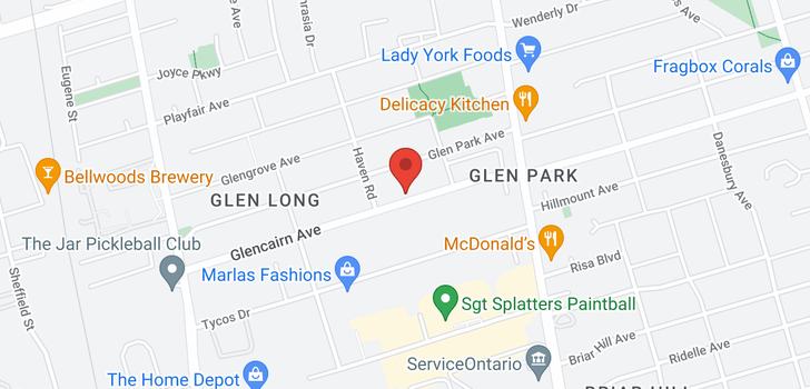 map of 1094 Glencairn Ave